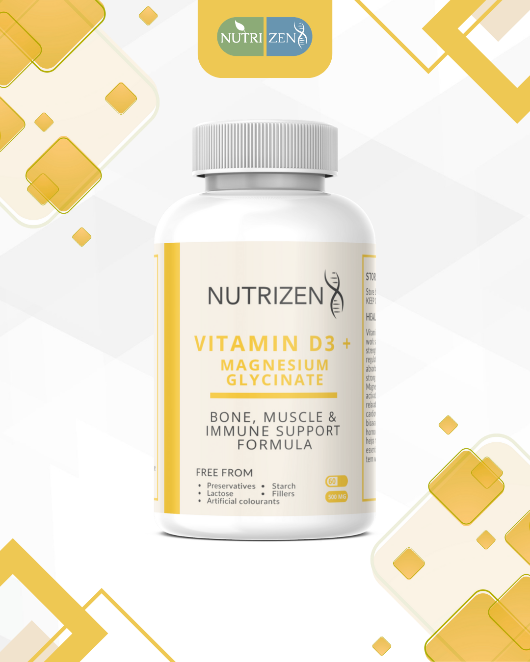 NutriZen Vitamin D3 + Magnesium Glycinate
